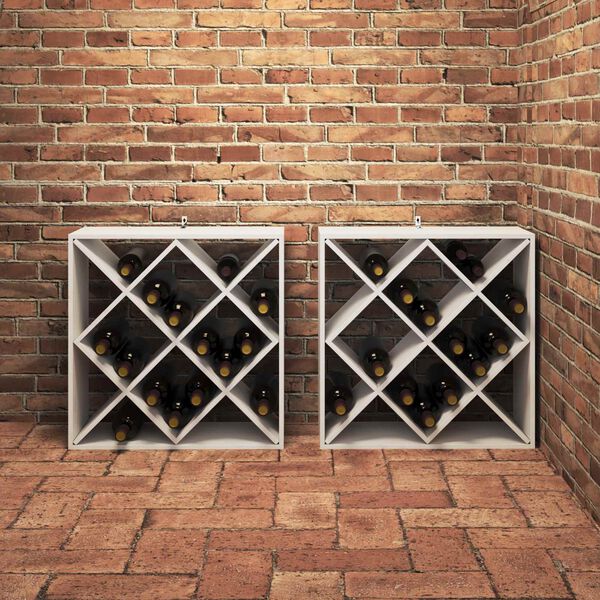 vidaXL Weinregal 2 pcs Wei&szlig; 62 x 25 x 62 cm Massives Kiefernholz