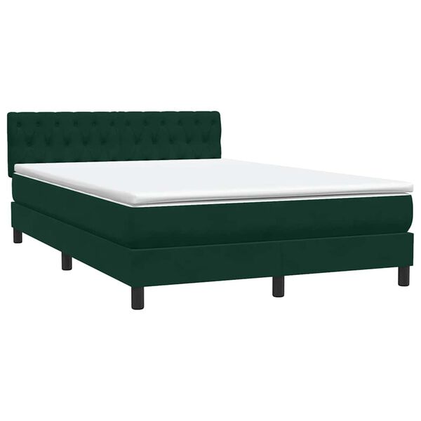 vidaXL Boxspringbett mit Matratze Dunkelgr&uuml;n 160x220 cm Samt