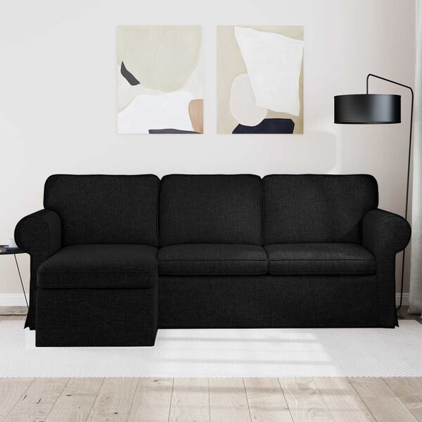 vidaXL Sofa Schwarz Gesamtabmessungen: 215 x 138 x 80 cm (B x T x H)