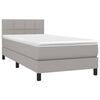 vidaXL Boxspringbett mit Matratze & LED Hellgrau 100x200 cm Stoff
