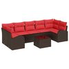 vidaXL Gartensofa-set Braun und Rot 55 x 55 x 37 cm Poly-Rattan