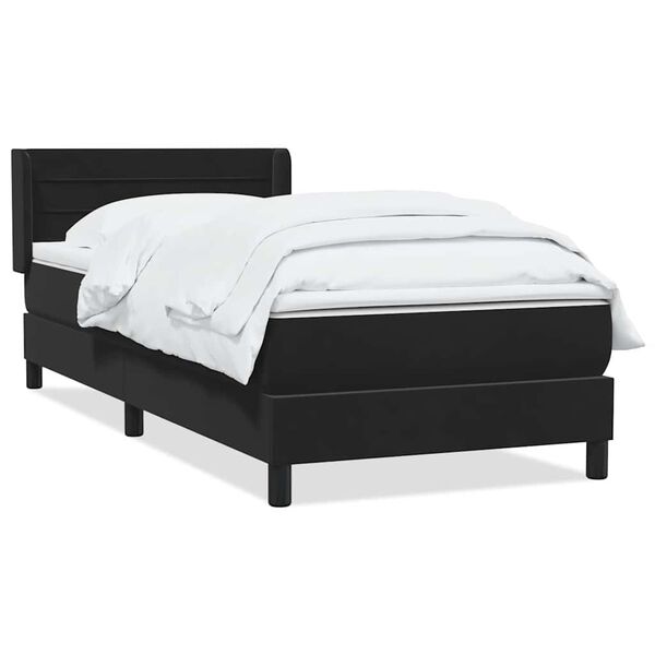 vidaXL Boxspringbett mit Matratze Schwarz 90x210 cm Samt