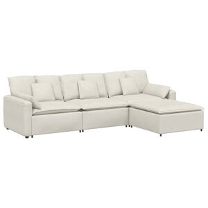 vidaXL Modulares Sofa mit Fu&szlig;hocker und Kissen Cream