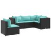 vidaXL 5-tlg. Garten-Lounge-Set mit Kissen Schwarz Poly Rattan