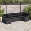 vidaXL Garten-Sofa-Set mit Kissen 7 pcs Schwarz Poly Rattan