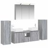 vidaXL Badezimmerm&ouml;bel-Set 6 pcs Grau Sonoma Ingenieurholz und Glas