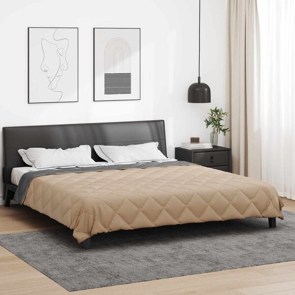 vidaXL Ganzjahresbettdecke Anthrazit und Taupe 240 x 260 cm Mikrofaser