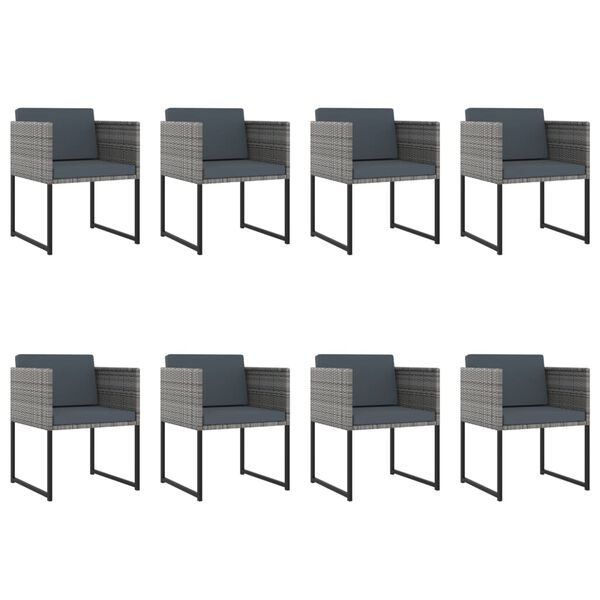 vidaXL 13-tlg. Garten-Essgruppe mit Kissen Poly Rattan Grau