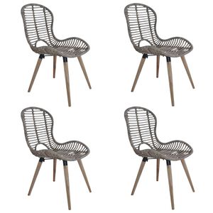vidaXL Esszimmerst&uuml;hle 4 Stk. Braun Nat&uuml;rliches Rattan