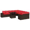 vidaXL 11-teiliges Gartensofa-Set mit Kissen, braun, Polyrattan