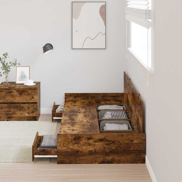 vidaXL Bettrahmen Geräucherte Eiche 70 x 190 cm Holzwerkstoff