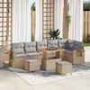 vidaXL Garten-Sofa-Set mit Kissen mit Speicher Beige Poly Rattan
