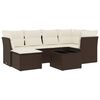 vidaXL 7-tlg. Garten-Sofagarnitur mit Kissen Braun Poly Rattan