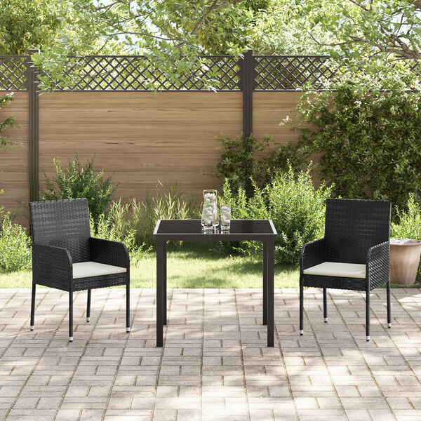 vidaXL Garten Essgruppe mit Kissen 9 pcs Schwarz Poly-Rattan