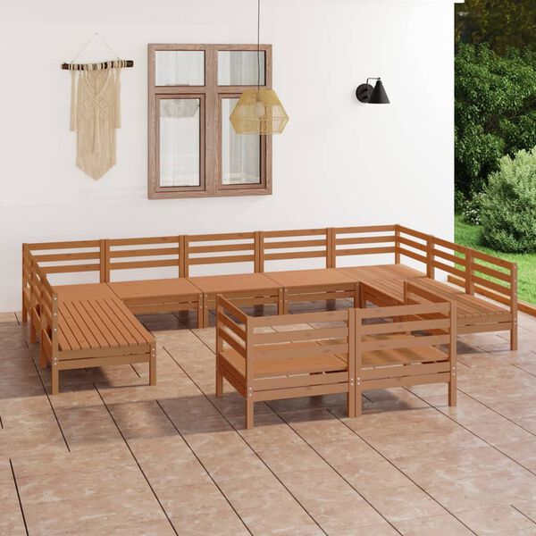 vidaXL 11-tlg. Garten-Lounge-Set Honigbraun Massivholz Kiefer