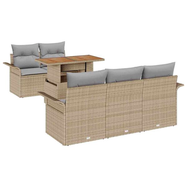 vidaXL Gartensofa-set mit Kissen 6 pcs Beige und Hellgrau Poly-Rattan