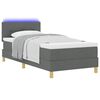 vidaXL LED Boxspringbett mit Matratze Dunkelgrau 90 x 200 cm Stoff