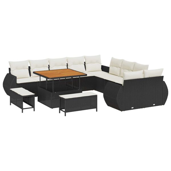 vidaXL Gartensofa-set 13 pcs Schwarz Poly-Rattan