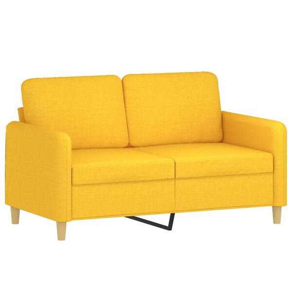 vidaXL 2-Sitzer-Sofa mit Kissen Hellgelb 120 cm Stoff