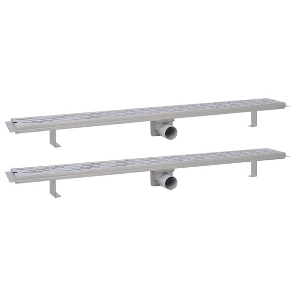 vidaXL Lineare Duschrinnen 2 Stk. Wellen 1030 x 140 mm Edelstahl