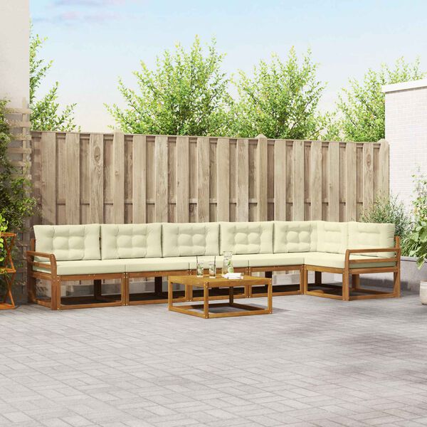 vidaXL Outdoor-Sofagarnitur mit Kissen 7 pcs Natur und Creme