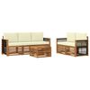 vidaXL Outdoor-Sofagarnitur 6 stk. Natur und Creme Massivholz Akazie