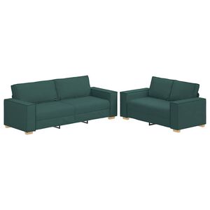 vidaXL 2-teiliges Sofa-Set mit Kissen, dunkelgr&uuml;ner Stoff