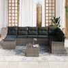 vidaXL Garten-Sofa-Set mit Kissen 9 pcs Schwarz Poly Rattan