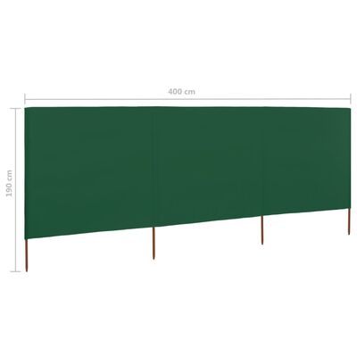 vidaXL 3-teiliges Windschutzgewebe 400 x 160 cm Grün