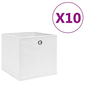 vidaXL Aufbewahrungsboxen 10 Stk. Vliesstoff 28x28x28 cm Wei&szlig;