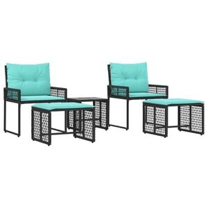 vidaXL Gartenm&ouml;bel-Set 5 Stk. Schwarz und T&uuml;rkis
