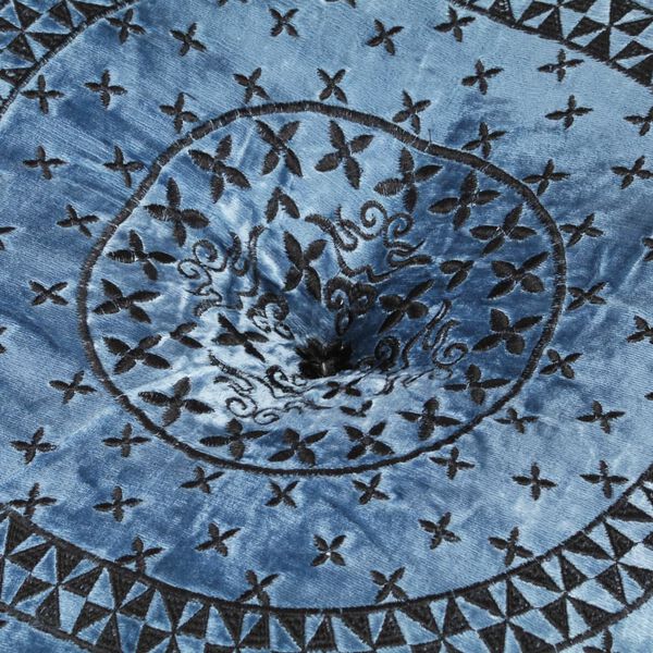 vidaXL Pouf mit Stickerei Rund Samt 60&times;25 cm Blau