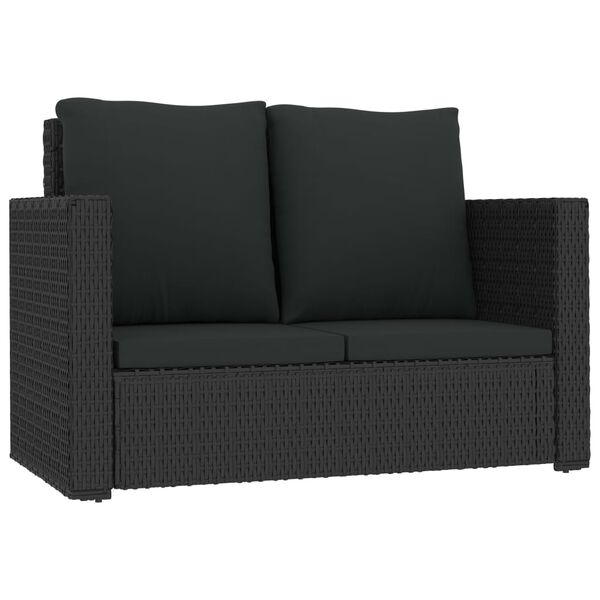 vidaXL 2-tlg. Garten-Lounge-Set mit Auflagen Poly Rattan Schwarz