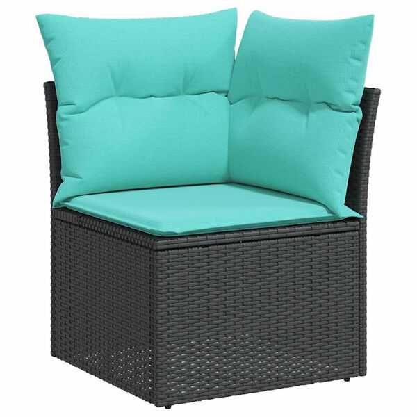 vidaXL 9-tlg. Garten-Sofagarnitur mit Kissen Schwarz Poly Rattan