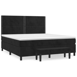 vidaXL Boxspringbett mit Matratze Schwarz 160x200 cm Samt