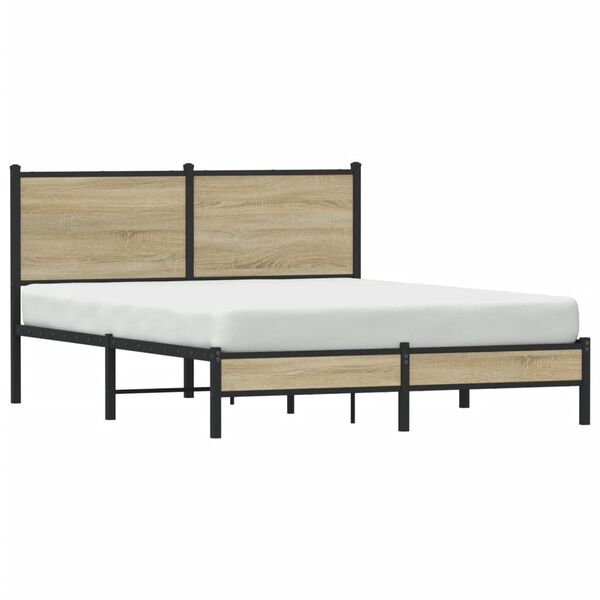 vidaXL Metallbett ohne Matratze Sonoma-Eiche 137x190 cm