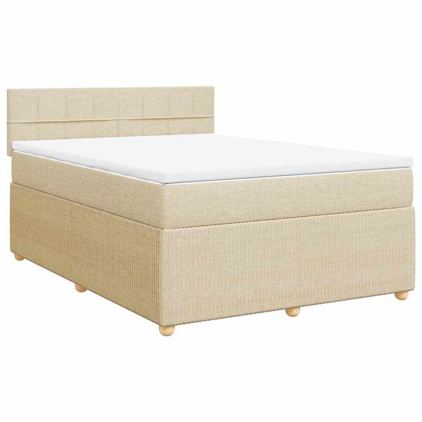 vidaXL Boxspringbett mit Matratze Creme 140x200 cm Stoff
