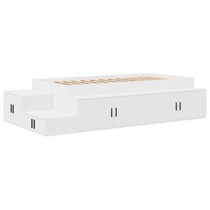vidaXL Aufbewahrungsbettgestell Wei&szlig; 80 cm Holzwerkstoff