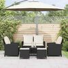 vidaXL 6-tlg. Garten-Sofagarnitur mit Kissen Schwarz Poly Rattan