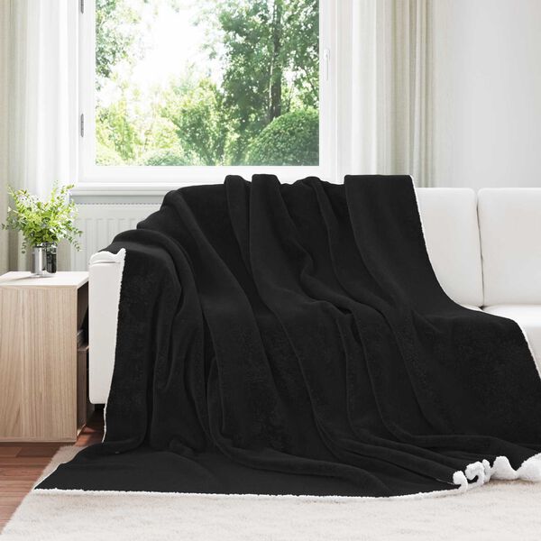 vidaXL &Uuml;berwurfdecke Schwarz 220 x 240 cm Fleece