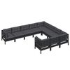 vidaXL 10-tlg. Garten-Lounge-Set mit Kissen Schwarz Kiefernholz
