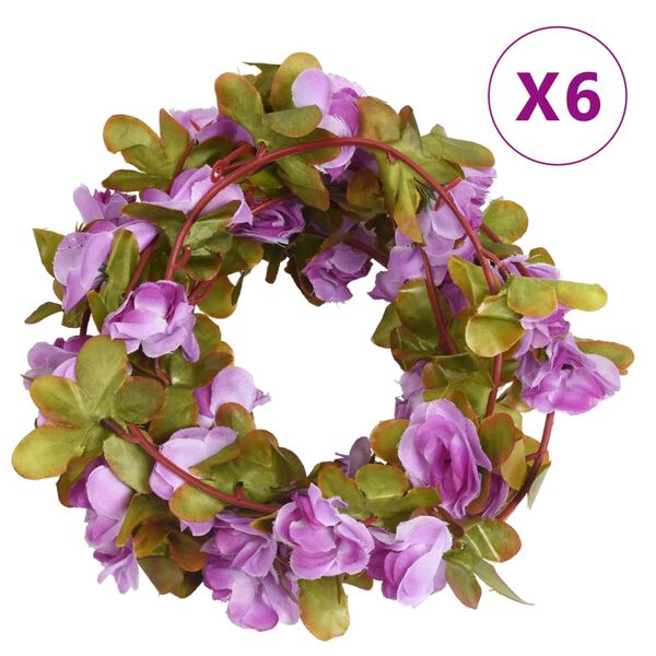 vidaXL Weihnachtskr&auml;nze Blumen 6 Stk. Helllila 250 cm