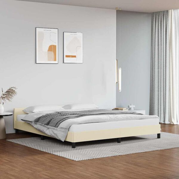 vidaXL Bettgestell mit Kopfteil ohne Matratze Creme 180x200 cm