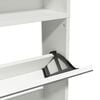 vidaXL Schuhschrank mit 4 F&auml;chern Spiegel Wei&szlig; 63&times;17&times;134 cm