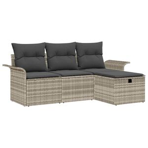 vidaXL Garten-Sofa-Set mit Kissen 4 pcs Hellgrau Poly Rattan