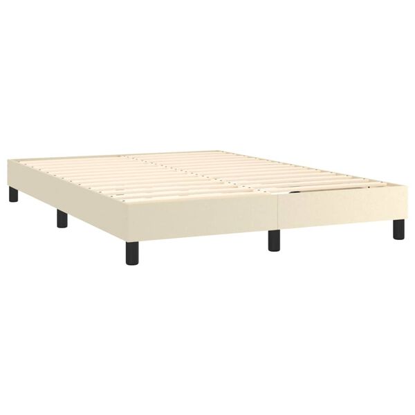vidaXL Boxspringbett mit Matratze Creme 140x190 cm Kunstleder