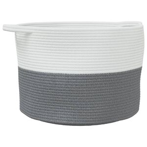vidaXL W&auml;schekorb Grau und Wei&szlig; &Oslash;55x36 cm Baumwolle