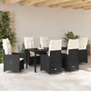 vidaXL Garten Essgruppe mit Kissen 7 pcs Schwarz Poly Rattan