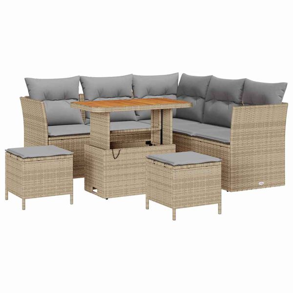 vidaXL Gartensofa-set 8 pcs Beige Poly-Rattan