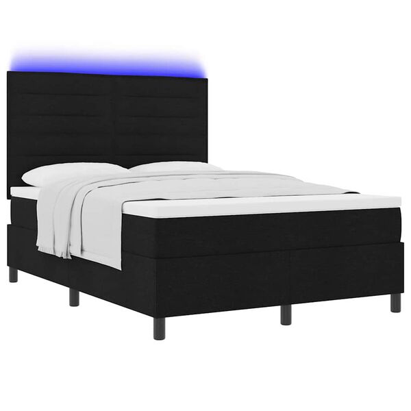 vidaXL Boxspringbett mit Matratze mit LED Schwarz 140 x 190 cm Stoff